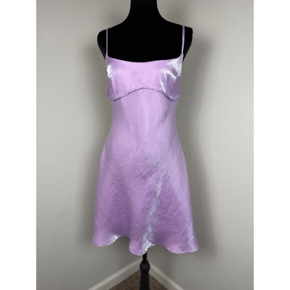 Princess Polly Dresses & Skirts - Princess Polly Violetta Mini Dress Purple Satin Slip Backless Size 10 NWT